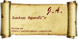Justus Agenór névjegykártya